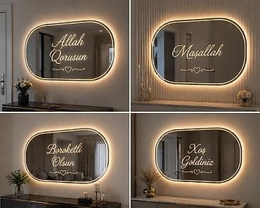 guzgu modelleri: Güzgü Divar üçün, Oval, Dekorativ, Arxa işıqlı — 3