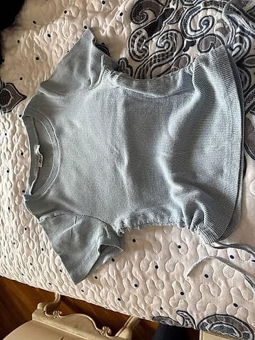 cins şalvar: Qadın köynəyi – açıq mavi, qısaqol, trikotaj (rişotka toxuma) - — 2