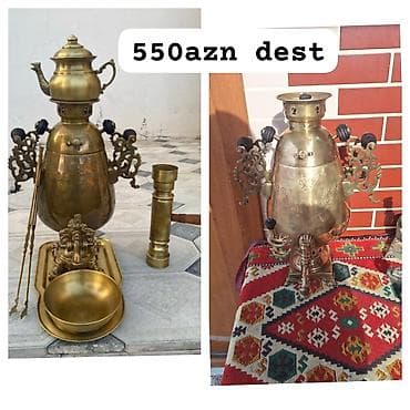 Mis sobalı mis samovar dəsti - Material: tam mis (parlatma işləməli)