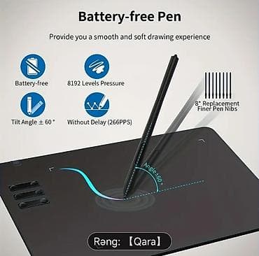 Kompüter, noutbuk və planşetlər: Qrafik rəsm tableti və stylus qələmi – Qara rəng Xüsusiyyətlər: - — 5