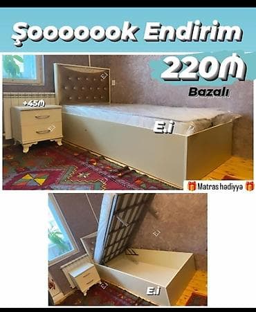 ikili carpayı: Yeni, Təknəfərlik çarpayı, Bazalı, Matras ilə — 4