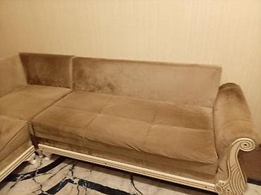 divan satilir: Угловой диван, Нераскладной, Без подьемного механизма, Велюровая ткань — 3