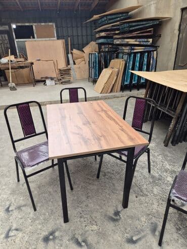 metbex ucun stol ve stullar: Для кухни, Новый, Нераскладной, Прямоугольный стол, 4 стула — 3