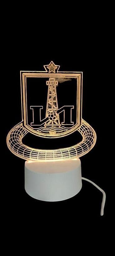stolustu işıq: Futbol klublarının loqolu 3D LED masa lampası - Dizayn: Akril panel — 1