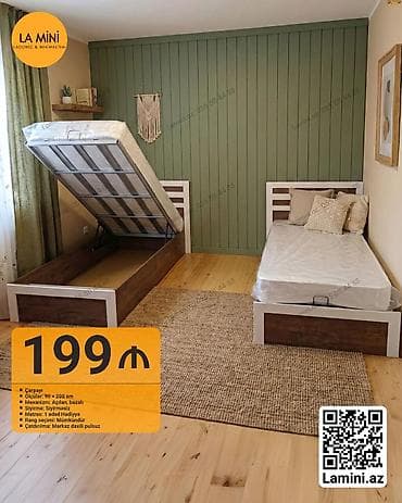 Təknəfərlik çarpayı, Bazalı, Matras ilə, Siyirməsiz