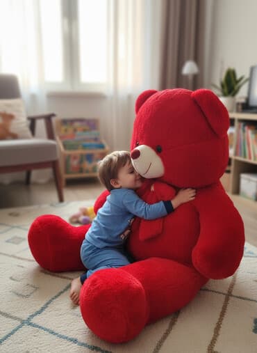 robot oyuncaqlar: Böyük ölçülü qırmızı plyuş ayı oyuncaq - Rəng: parlaq qırmızı - — 1