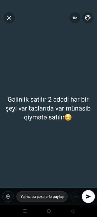 Məhsul: Gəlinliklər (2 ədəd) Təsvir: - İki ədəd gəlinlik komplekti. -