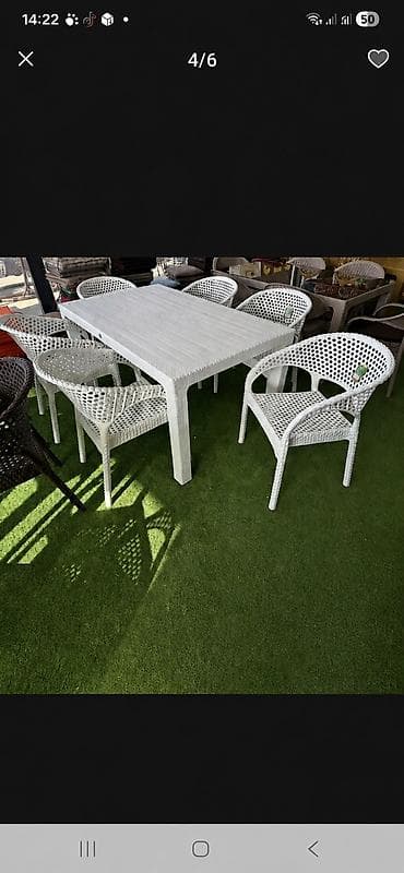 bağlar: Dördbucaq masa, 4 stul, Açılmayan, Stullar ilə, Plastik — 1