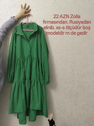 2020 paltar modelleri: Zolla brendindən, Rusiyadan alınmış yaşıl rəngli uzun don. Boş — 1
