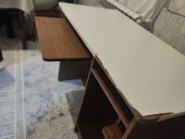 купить компьютерный стол бу: Прямой стол, С полками, МДФ — 3