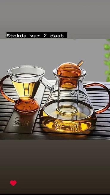 mis caydan: Çay dəsti, rəng - Südlü, Şüşə — 2