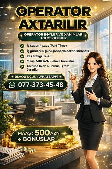 part time i: Çağrı mərkəzi operatoru tələb olunur, Təcrübəsiz, Aylıq ödəniş — 1