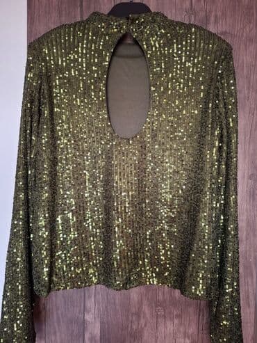 дозиметр купить баку: MANGO brendinin parıltılı bluzu - Rəng: zeytun-yaşıl/oliv, tam səth — 2