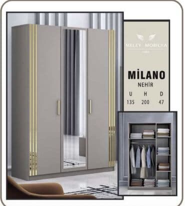 Ütüləmə lövhələri: Yeni, 3 qapılı Düz dolab, Qarderob, paltar dolabı — 1