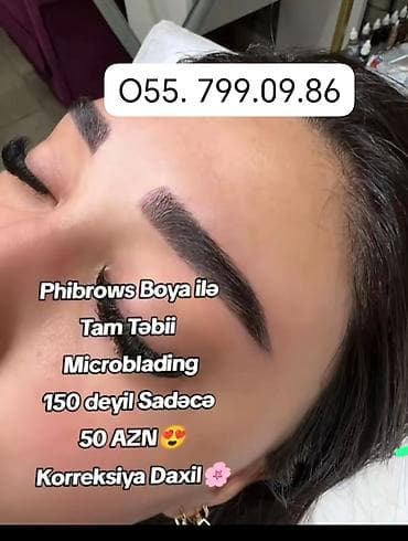 Xidmət: Qaş Microblading - Phibrows boya ilə icra olunur - Tam təbii