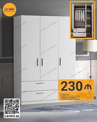 hamam dolapları: 3 qapılı, Siyirməli, Ağ, Açılan, Düz dolab — 1