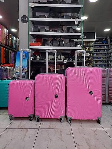 İdman və istirahət: Sərt korpuslu çamadan dəsti – 3 ölçü, fuksya/çəhrayı rəng - Korpus — 1