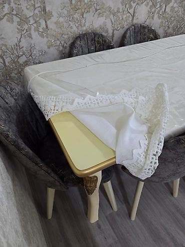perla stul: Qonaq otağı üçün, İşlənmiş, Kvadrat masa, 6 stul — 1