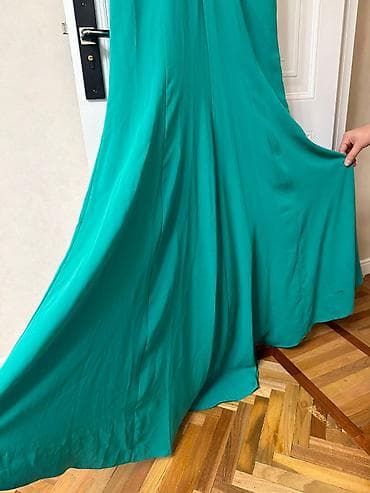 zumrud: Zümrüd-yaşıl rəngdə uzun ziyafət geyimi. - Modell: balıq kəsimi — 4