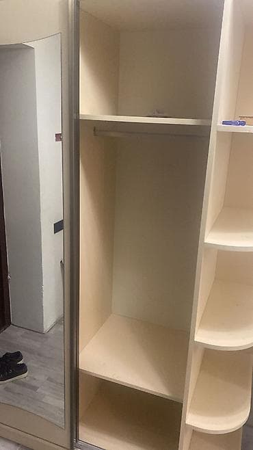 qedimi skaf: 2 qapılı, Güzgülü, Bej, Digər material, Kupe, Düz dolab — 2