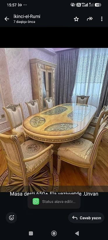 Masa desti 650₼.Ela veziyyetde .Unvan Xirdalan &amp;Rumi
