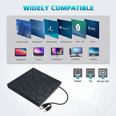 usb hub: 7-i-1 Xarici DVD/CD Yazıcı və USB Hub - USB 3.0 və Type‑C qoşulma — 4