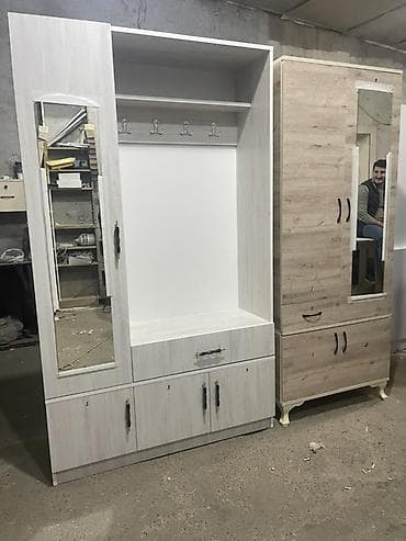 3 qapılı, Güzgülü, Ağ, Digər material, Açılan, Düz dolab — 6