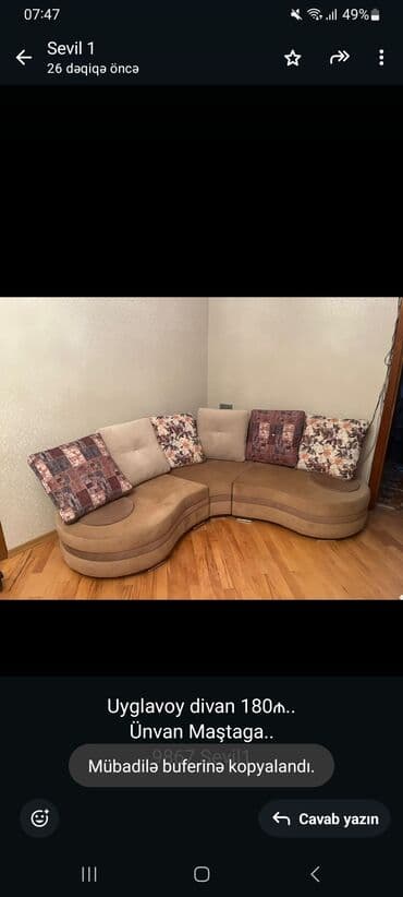 sumqayitda is elanlari: Künc divan, Açılmayan, Bazasız, Parça — 1