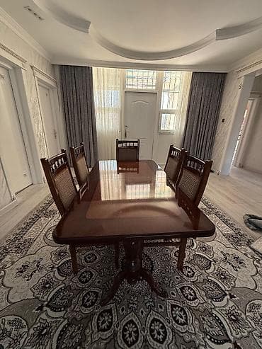 kuxna stullari: Qonaq otağı üçün, Açılmayan, Dördbucaq masa, 6 stul — 3