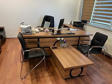 dekor mebel: Ofis mebel dəsti Tərkibi: - Baş masa: L formalı geniş iş səthi, kabel — 1