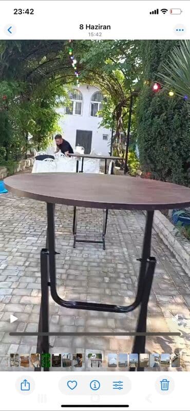 Bar masası, İşlənmiş, Qatlanan, Taxta, Yumru masa