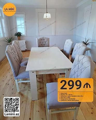 Açılan, Dördbucaq masa, 6 stul