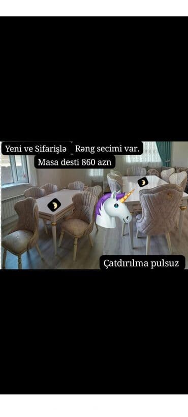 metbex oturacaqlari: Yeni, Masa və oturacaqlar — 1