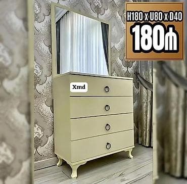 kamod: Aynalı komod – 4 çəkmece - Ölçülər: H180 x U80 x D40 sm (üst hissədə — 1