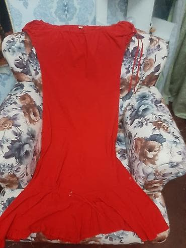 Qadın geyimi dəsti – 3 ədəd uzun paltar - Qırmızı paltar