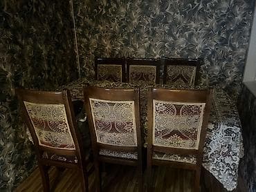 Qonaq otağı üçün, İşlənmiş, Dördbucaq masa, 6 stul