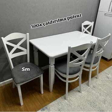 Mətbəx üçün, Açılmayan, Dördbucaq masa, 4 stul