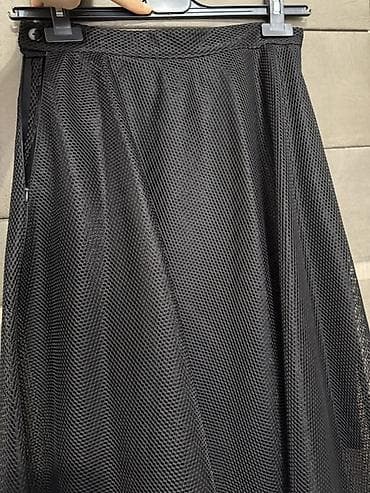 Qara şifon/til tipli torlu ətək - Rəng: dərin qara - Parça: incə