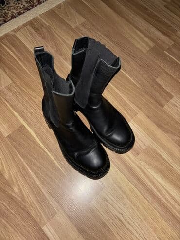 резиновые мужские ботинки: Qara dəri botlar – unisex ZARA - Material: yumşaq təbii dəri üstlük — 2