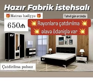 Yataq otağı dəsti – cəmi 759₼ Dəst tərkibi: - Taxt (200×160 sm) — 8