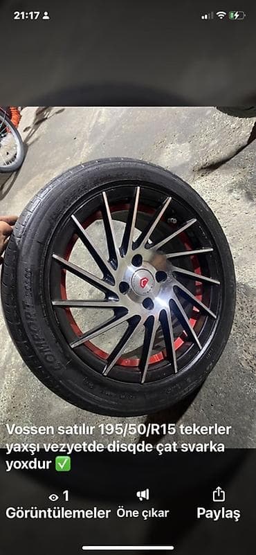 avto maşın: Vossen təkər diskləri və şinlər dəsti - Ölçü: 195/50 R15 - Disk — 2