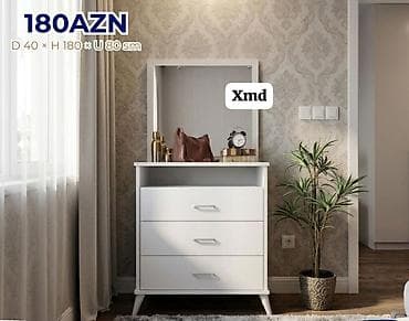 komotlar: Ağ rəngli tualet masası/komod dəsti - Ölçülər: D 40 × H 180 × U 80 sm — 1