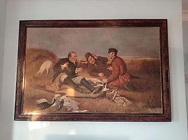 ovçular kolbasa: Yagli boya ile el ile cekilmis resm eseri, 1871-ci ile aiddir — 1