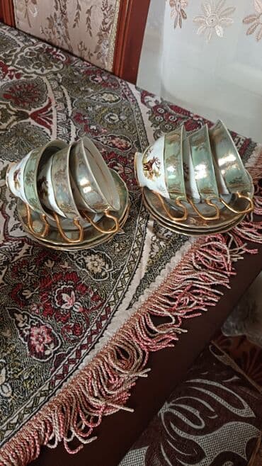 serviz destleri: Çay dəsti, rəng - Qızılı, Farfor, Çexiya — 3