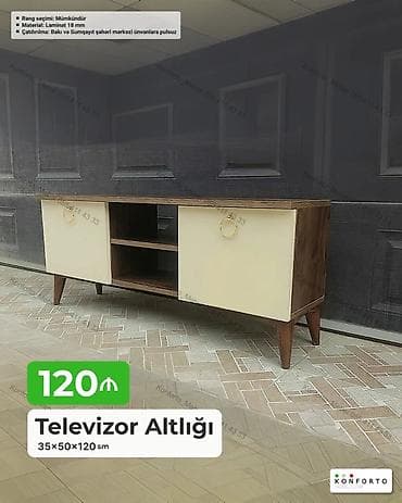 dekor ref: Televizor Altlığı – 35×50×120 sm - Material: 18 mm laminat - Rəng — 1