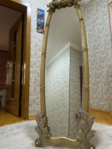 boydan guzgu: Güzgü Döşəmə üstü, Oval, Dekorativ, Naxışlı — 1