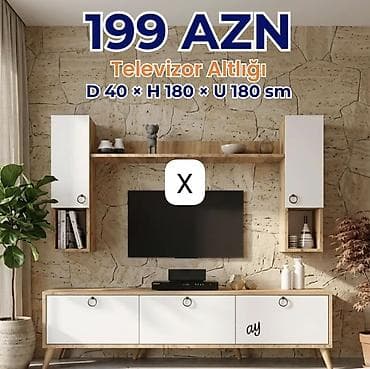 Televizor altlığı – 199 AZN Ölçülər: Dərinlik 40 sm × Hündürlük 180