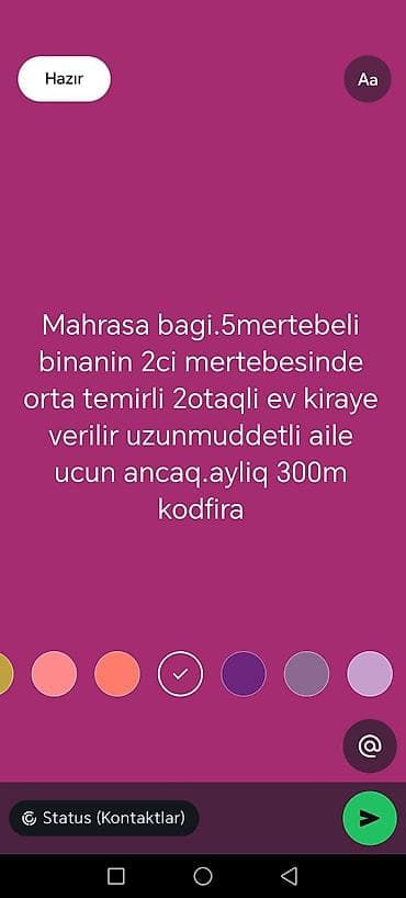 Məhrəsa bağı ərazisində 5 mərtəbəli binanın 2-ci mərtəbəsində