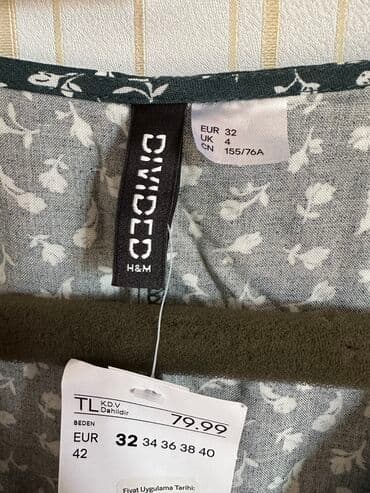 Кофты, свитеры: Hm dress green flower yasil gullu — 5