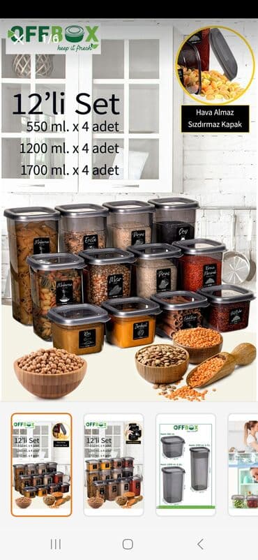 Erzaq saxlama qablari satilir. Yenidi. 12 ededdi. Her olcuden 4 lalafo.az -da Erzaq saxlama qablari satilir. Yenidi. 12 ededdi. Her olcuden 4